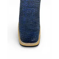 Bota Texana Reizinho Premium de Couro Legítimo de Tubarão Deep Blue - Cano Alto, Bico Quadrado - Solado X-Flex Artesanal | Reizinho Botas - imagem 5