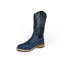 Bota Texana Reizinho Premium de Couro Legítimo de Tubarão Deep Blue - Cano Alto, Bico Quadrado - Solado X-Flex Artesanal | Reizinho Botas - imagem 7