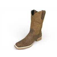 Bota Texana Reizinho Premium Inteira de Couro Legítimo de Bisão Black Cognac - Cano Médio, Bico Quadrado Médio - Solado - imagem 2