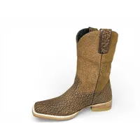 Bota Texana Reizinho Premium Inteira de Couro Legítimo de Bisão Black Cognac - Cano Médio, Bico Quadrado Médio - Solado - imagem 7