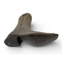Bota Texana Reizinho Premium Inteira de Couro Legítimo de Bisão Cinza Stone - Cano Alto, Bico Fino Quadradinho - Solado de Couro Artesanal - imagem 4