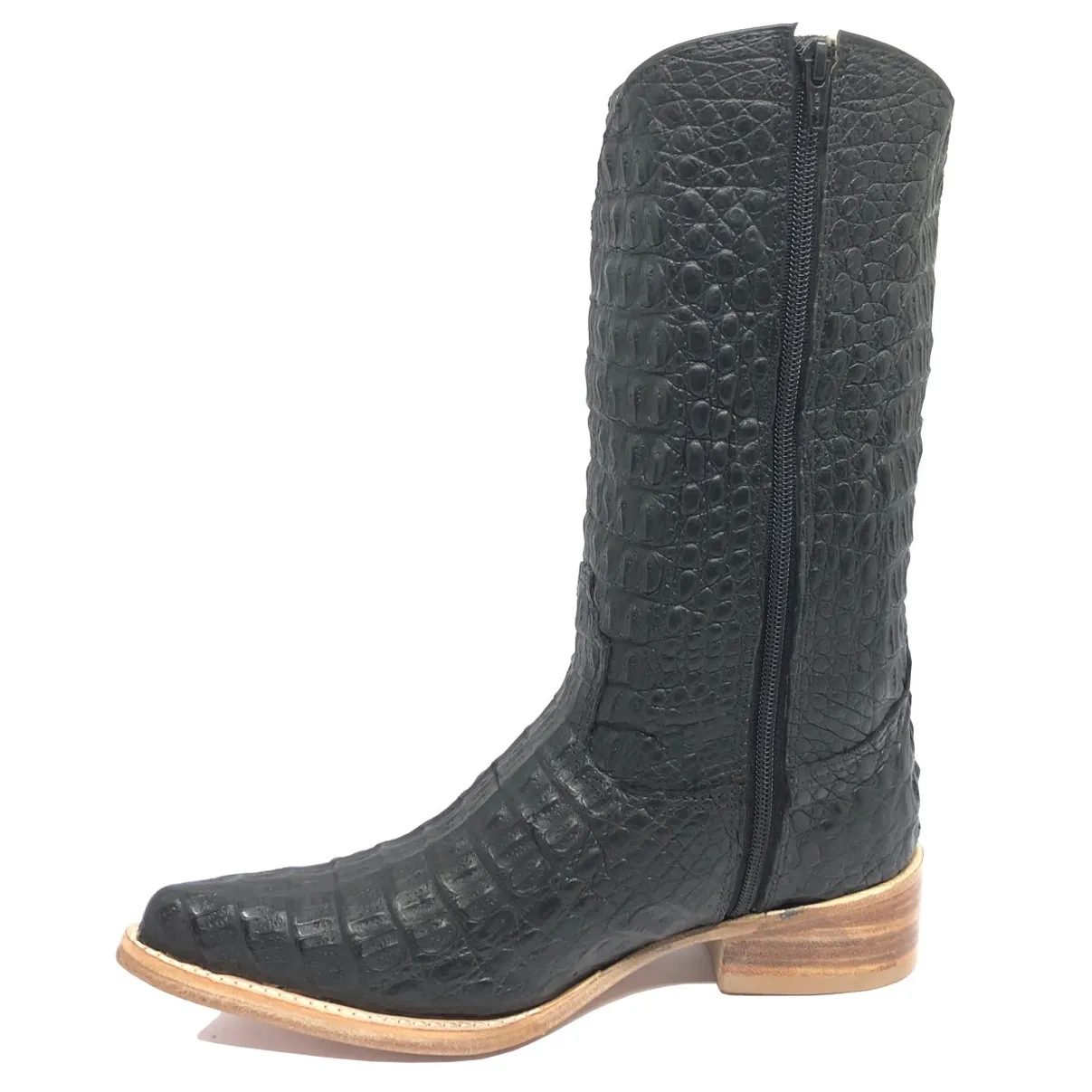 Bota Reizinho Premium Couro De Jacaré Preto LImited Edition - Cano Alto, Bico Fino  Arredondado, Solado De Couro Artesan