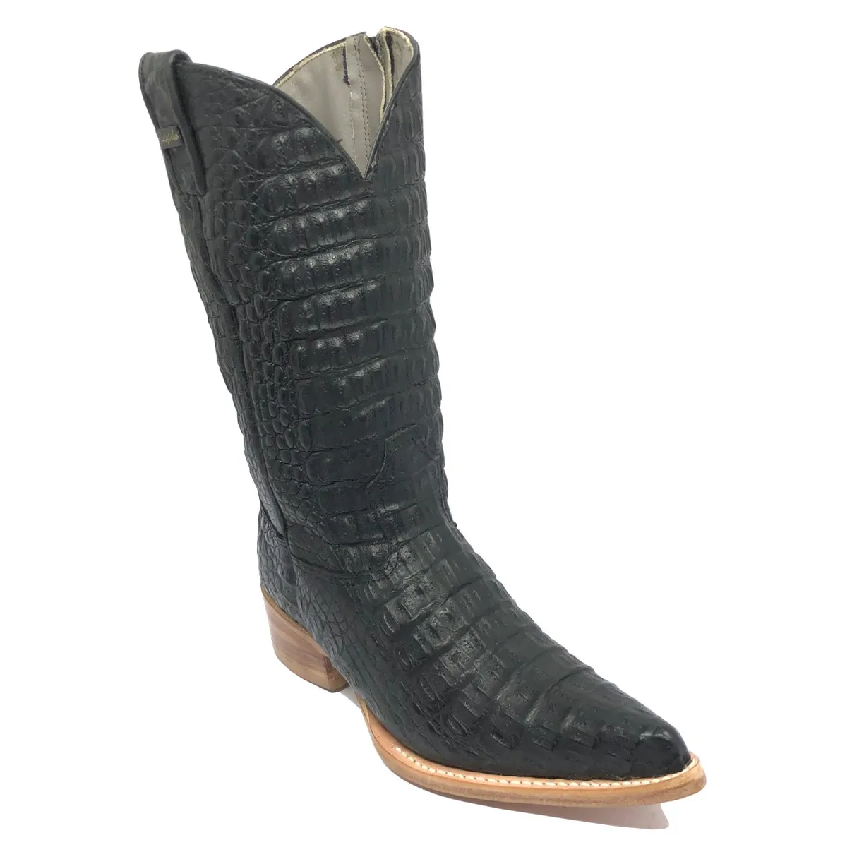 Bota Reizinho Premium Couro De Jacaré Preto LImited Edition - Cano Alto, Bico Fino  Arredondado, Solado De Couro Artesan