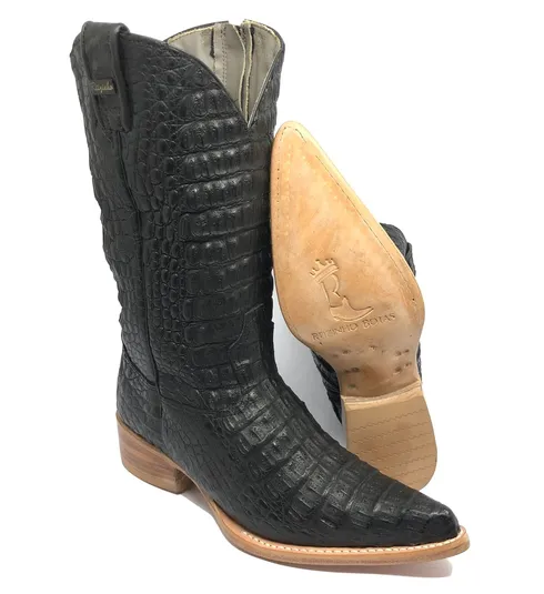 Bota Texana de Couro de Jacaré Preto | FULL | Limited Edition | Linha Premium | Reizinho Botas