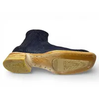 Bota Texana Reizinho Premium de Couro Legítimo de Lobo Marinho Preto Fosco - Cano Curto Zíper, Bico Quadrado - Solado de Couro Artesanal Injetado | Reizinho Botas - imagem 5