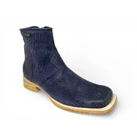 Bota Texana Reizinho Premium de Couro Legítimo de Lobo Marinho Preto Fosco - Cano Curto Zíper, Bico Quadrado - Solado de Couro Artesanal Injetado | Reizinho Botas - imagem 6