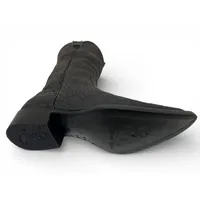 Bota Texana Reizinho Premium Inteira de Couro Legítimo de Bisão Preto - Cano Alto, Bico Fino Arredondado - Solado de Couro Artesanal - imagem 4