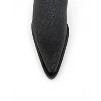 Bota Texana Reizinho Premium Inteira de Couro Legítimo de Bisão Preto - Cano Alto, Bico Fino Arredondado - Solado de Couro Artesanal - imagem 5