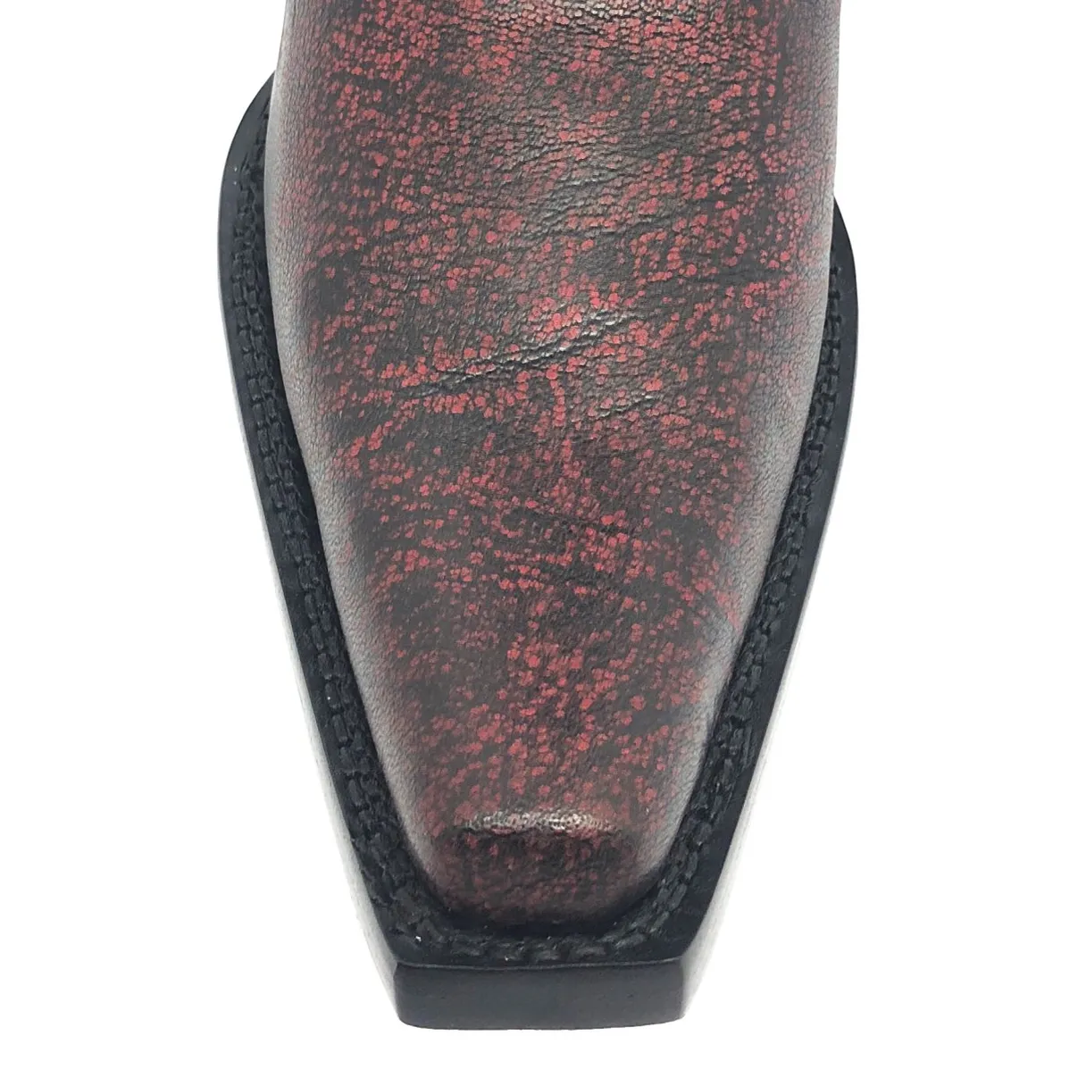 Bota Texana Reizinho Premium Inteira de Couro Legítimo de Búfalo Africano BloodWine - Cano Alto, Bico Fino Quadradinho