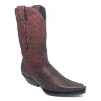 Bota Texana Reizinho Premium Inteira de Couro Legítimo de Búfalo Africano BloodWine - Cano Alto, Bico Fino Quadradinho - imagem 6
