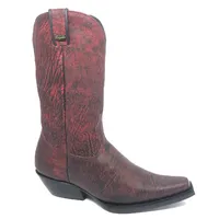 Bota Texana Reizinho Premium Inteira de Couro Legítimo de Búfalo Africano BloodWine - Cano Alto, Bico Fino Quadradinho - imagem 3