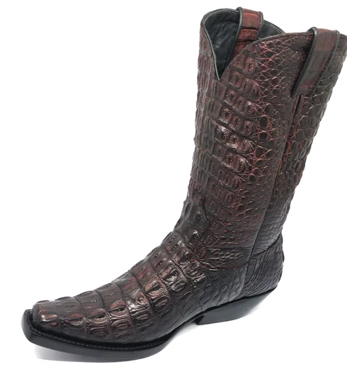 Bota Texana de Couro de Jacaré Vinho | FULL | Limited Edition | Linha Premium | Reizinho Botas
