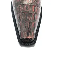 Bota Reizinho Premium Couro Jacaré Vinho Limited Edition - Cano Alto, Bico Fino Quadradinho, Solado Couro Artesanal - imagem 7