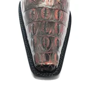 Bota Reizinho Premium Couro Jacaré Vinho Limited Edition - Cano Alto, Bico Fino Quadradinho, Solado Couro Artesanal - imagem 7