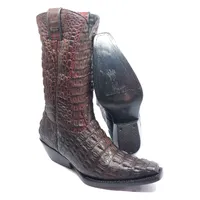 Bota Reizinho Premium Couro Jacaré Vinho Limited Edition - Cano Alto, Bico Fino Quadradinho, Solado Couro Artesanal - imagem 1