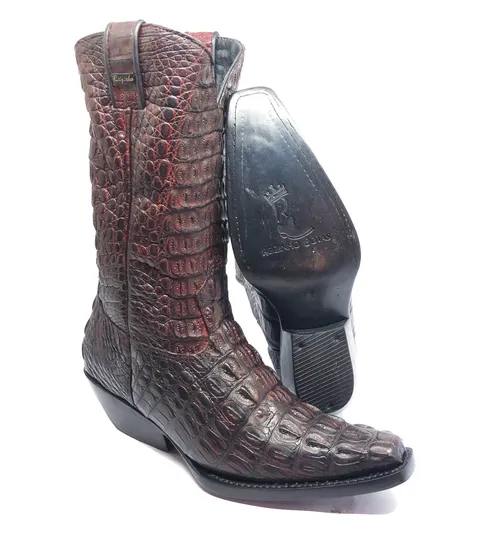 Bota Texana de Couro de Jacaré Vinho | FULL | Limited Edition | Linha Premium | Reizinho Botas