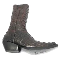 Bota Reizinho Premium Couro Jacaré Vinho Limited Edition - Cano Alto, Bico Fino Quadradinho, Solado Couro Artesanal - imagem 4
