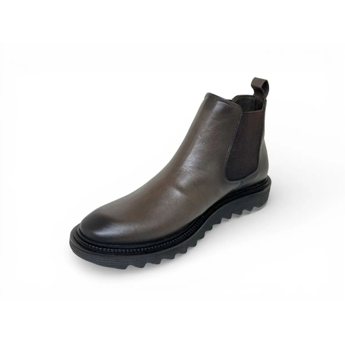 Bota Casual Grécia de Couro Bovino Marrom Café - Cano Curto Elástico, Bico Redondo | Reizinho Botas