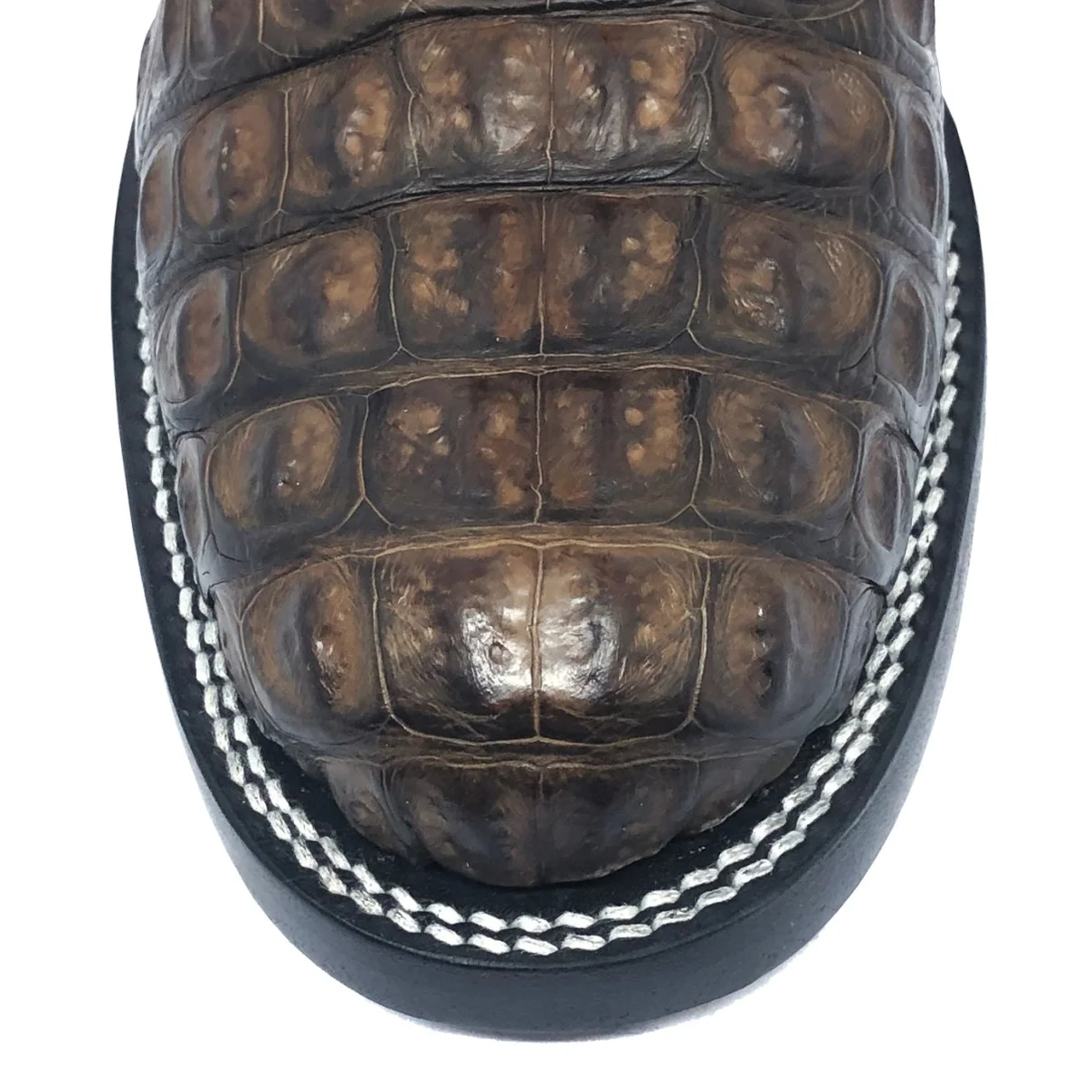 Bota Reizinho Premium Couro De Jacaré Marrom Limited Edition - Cano Alto, Bico Redondo, Solado De Couro Artesanal