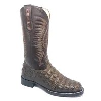 Bota Reizinho Premium Couro De Jacaré Marrom Limited Edition - Cano Alto, Bico Redondo, Solado De Couro Artesanal - imagem 3