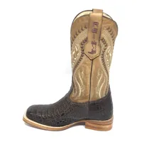 Bota Reizinho Premium Couro De Jacaré Marrom Limited Edition - Cano Alto, Bico Quadrado, Solado De Couro Artesanal - imagem 2