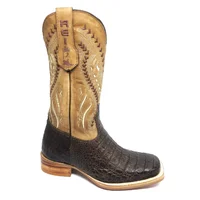 Bota Reizinho Premium Couro De Jacaré Marrom Limited Edition - Cano Alto, Bico Quadrado, Solado De Couro Artesanal - imagem 5
