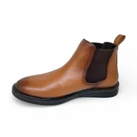 Bota Chelsea Alfa de Couro Bovino Marrom Havana - Cano Curto Elástico, Bico Redondo | Reizinho Botas - imagem 7