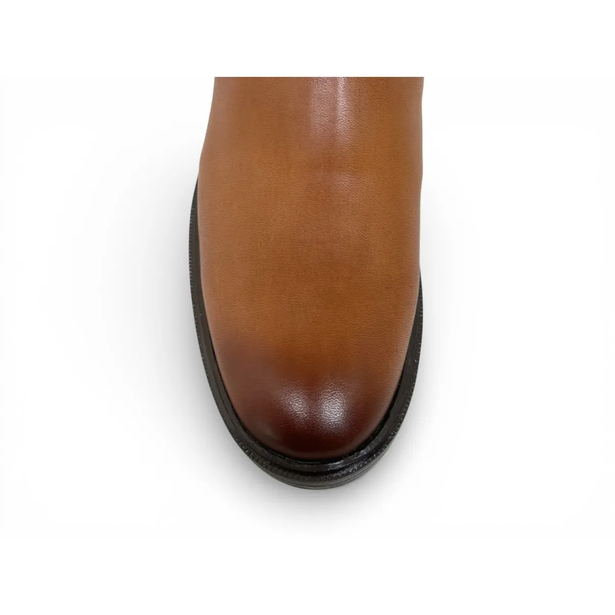 Bota Chelsea Alfa de Couro Bovino Marrom Havana - Cano Curto Elástico, Bico Redondo | Reizinho Botas