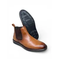 Bota Chelsea Alfa de Couro Bovino Marrom Havana - Cano Curto Elástico, Bico Redondo | Reizinho Botas - imagem 1
