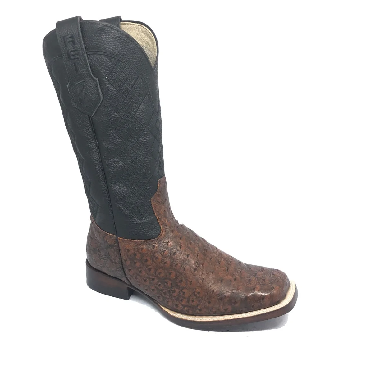 Bota Reizinho Premium Couro De Avestruz Cheio Bloodwine Limited Edition - Cano Alto, Bico Quadrado, Solado De X-Flex Art