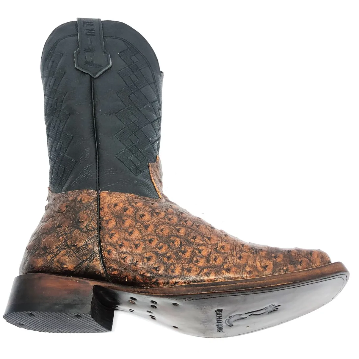 Bota Reizinho Premium Couro De Avestruz Cheio Bloodwine Limited Edition - Cano Alto, Bico Quadrado, Solado De X-Flex Art