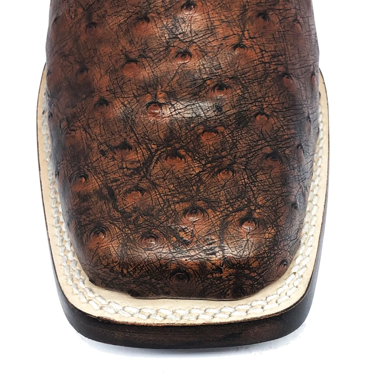 Bota Reizinho Premium Couro De Avestruz Cheio Bloodwine Limited Edition - Cano Alto, Bico Quadrado, Solado De X-Flex Art
