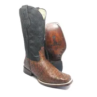 Bota Reizinho Premium Couro De Avestruz Cheio Bloodwine Limited Edition - Cano Alto, Bico Quadrado, Solado De X-Flex Art - imagem 1