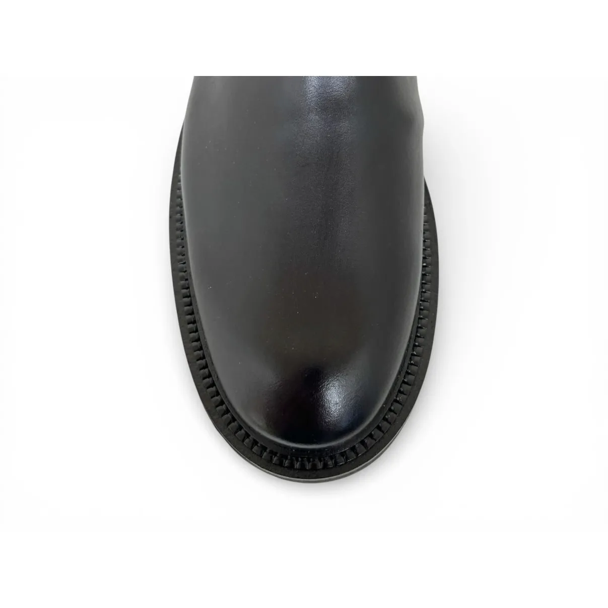 Bota Casual Grécia de Couro Bovino Preto - Cano Curto Elástico, Bico Redondo | Reizinho Botas