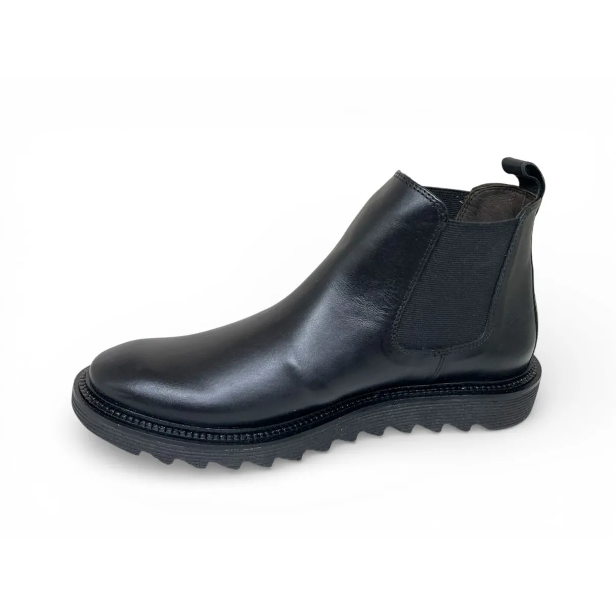 Bota Casual Grécia de Couro Bovino Preto - Cano Curto Elástico, Bico Redondo | Reizinho Botas
