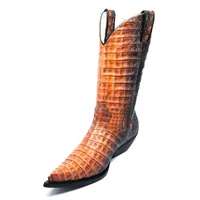 Bota Reizinho Premium Couro De Jacaré Darkness Orange Limited Edition - Cano Alto, Bico Fino, Solado Couro Injetado Arte - imagem 2