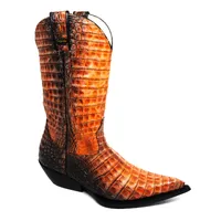 Bota Reizinho Premium Couro De Jacaré Darkness Orange Limited Edition - Cano Alto, Bico Fino, Solado Couro Injetado Arte - imagem 3