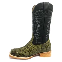 Bota Reizinho Premium Couro De acaré Verde Musgo Limited Edition - Cano Alto, Bico Quadrado, Solado Couro Artesanal - imagem 6
