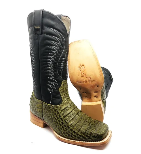 Bota Texana de Couro de Jacaré Marrom | Reizinho Botas