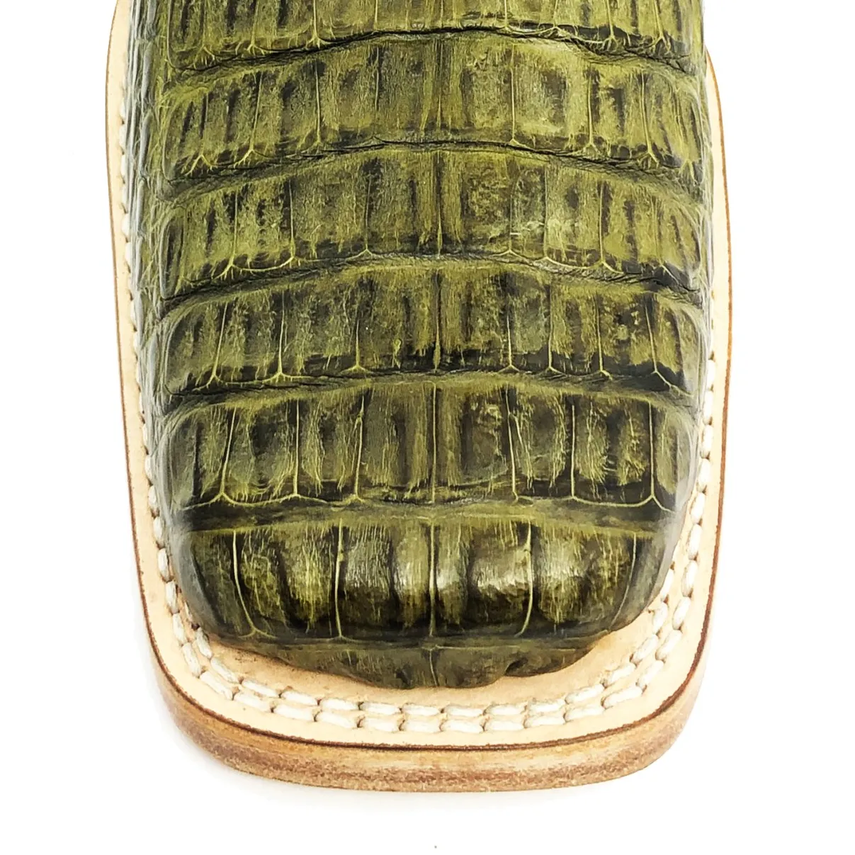 Bota Reizinho Premium Couro De acaré Verde Musgo Limited Edition - Cano Alto, Bico Quadrado, Solado Couro Artesanal