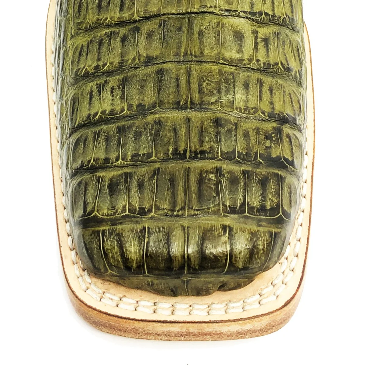 Bota Reizinho Premium Couro De acaré Verde Musgo Limited Edition - Cano Alto, Bico Quadrado, Solado Couro Artesanal