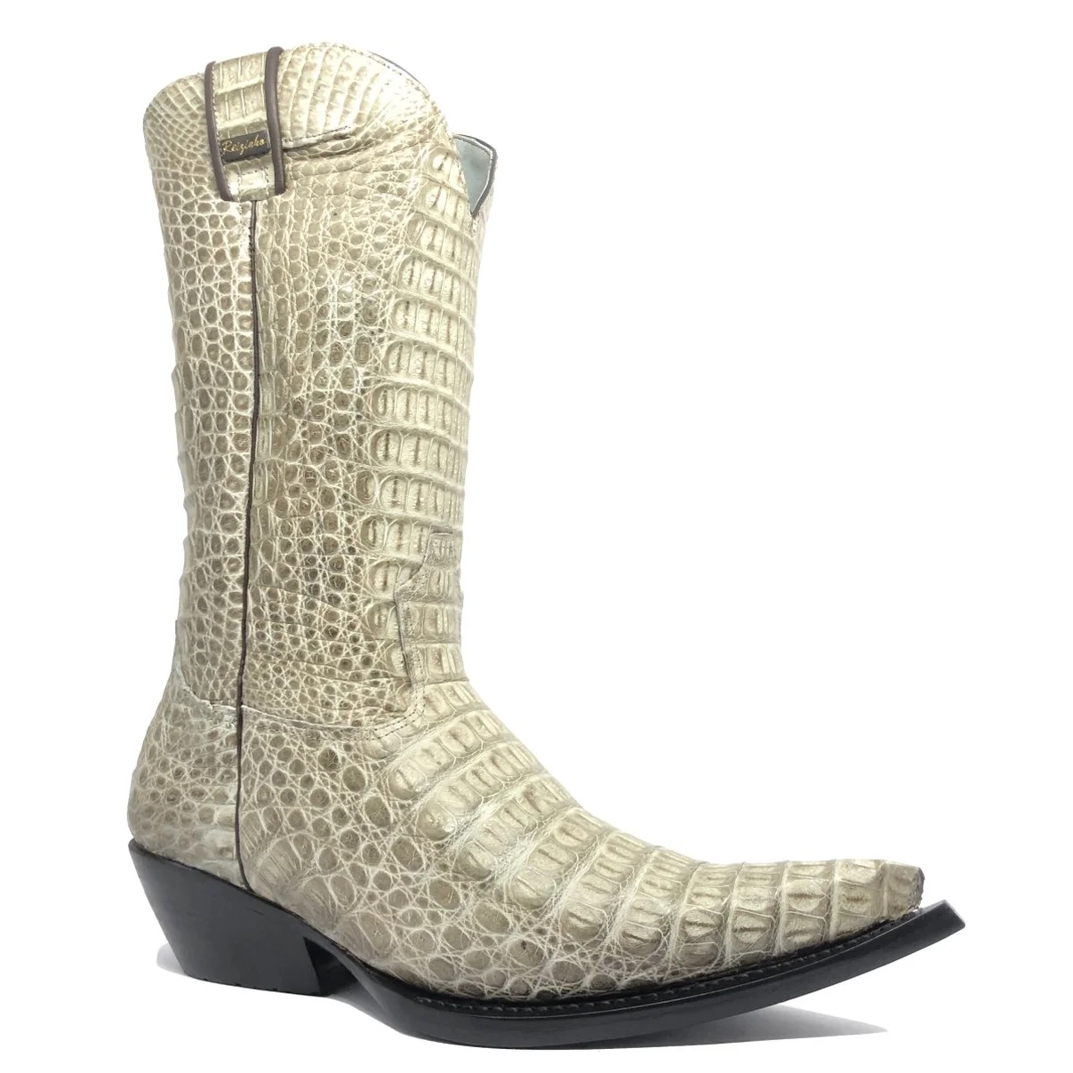 Bota Reizinho Premium Couro De Jacaré Ice Storm Limited Edition - Cano Alto, Bico Fino, Solado Couro Artesanal