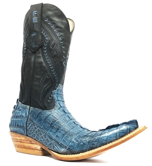 Bota Texana de Couro de Jacaré Blue Stone Rabo | Limited Edition | Linha Premium | Reizinho Botas