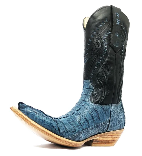 Bota Texana de Couro de Jacaré Blue Stone Rabo | Limited Edition | Linha Premium | Reizinho Botas