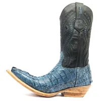 Bota Reizinho Premium Couro De Jacaré Blue Stone Rabo Limited Edition - Cano Alto, Bico Fino, Solado Couro Artesanal - imagem 4