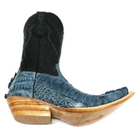 Bota Reizinho Premium Couro De Jacaré Blue Stone Rabo Limited Edition - Cano Alto, Bico Fino, Solado Couro Artesanal - imagem 10