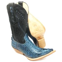 Bota Reizinho Premium Couro De Jacaré Blue Stone Rabo Limited Edition - Cano Alto, Bico Fino, Solado Couro Artesanal - imagem 2
