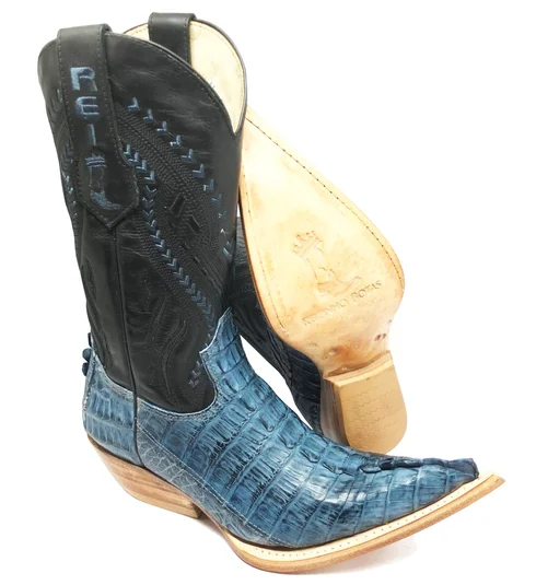 Bota Texana de Couro de Jacaré Blue Stone Rabo | Limited Edition | Linha Premium | Reizinho Botas