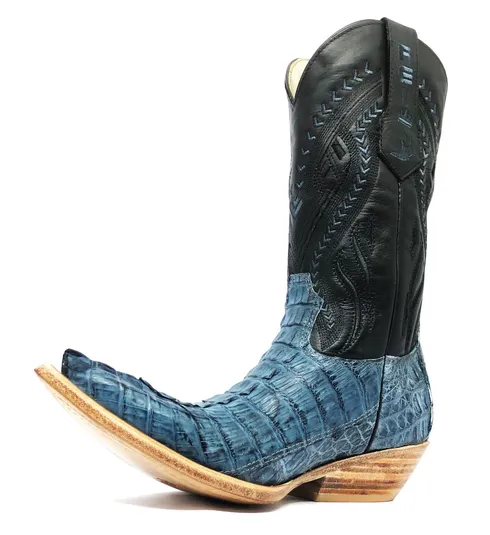 Bota Texana de Couro de Jacaré Blue Stone Rabo | Limited Edition | Linha Premium | Reizinho Botas