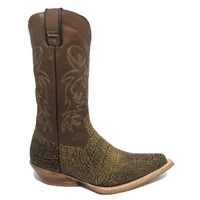 Bota Reizinho Premium Couro Bovino Imitação Elefante Black Cognac Limited Edition - Cano Alto, Bico Fino, Solado Couro A - imagem 4